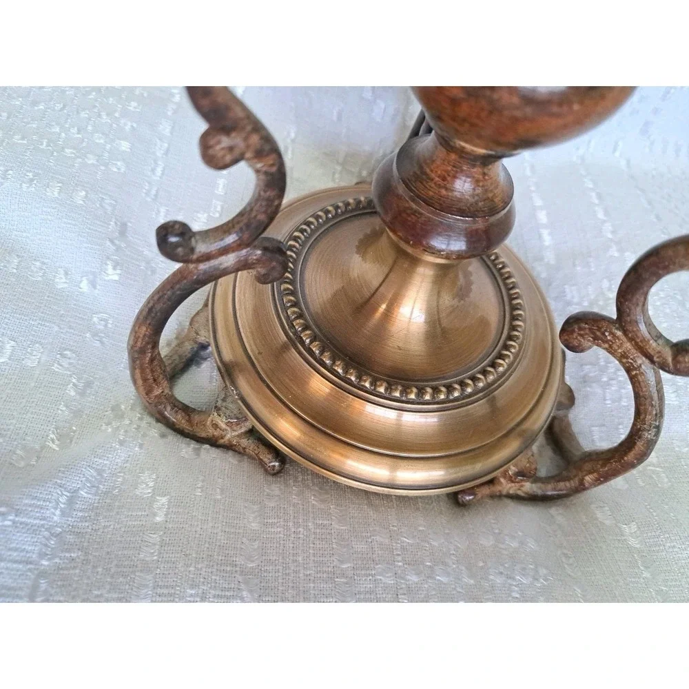 Antique Bronze Cup Louis XVI Style 19 Century 3 Legs Candle Holder‎ 7 X 6 Inches